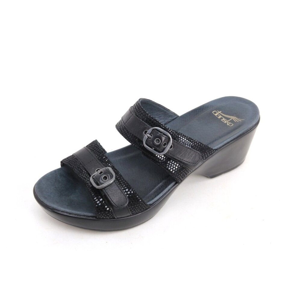 Dansko Jessie Black Leather Slip On Sandals Shoes EU 40 US Women's 9.5-10 - Picture 1 of 14